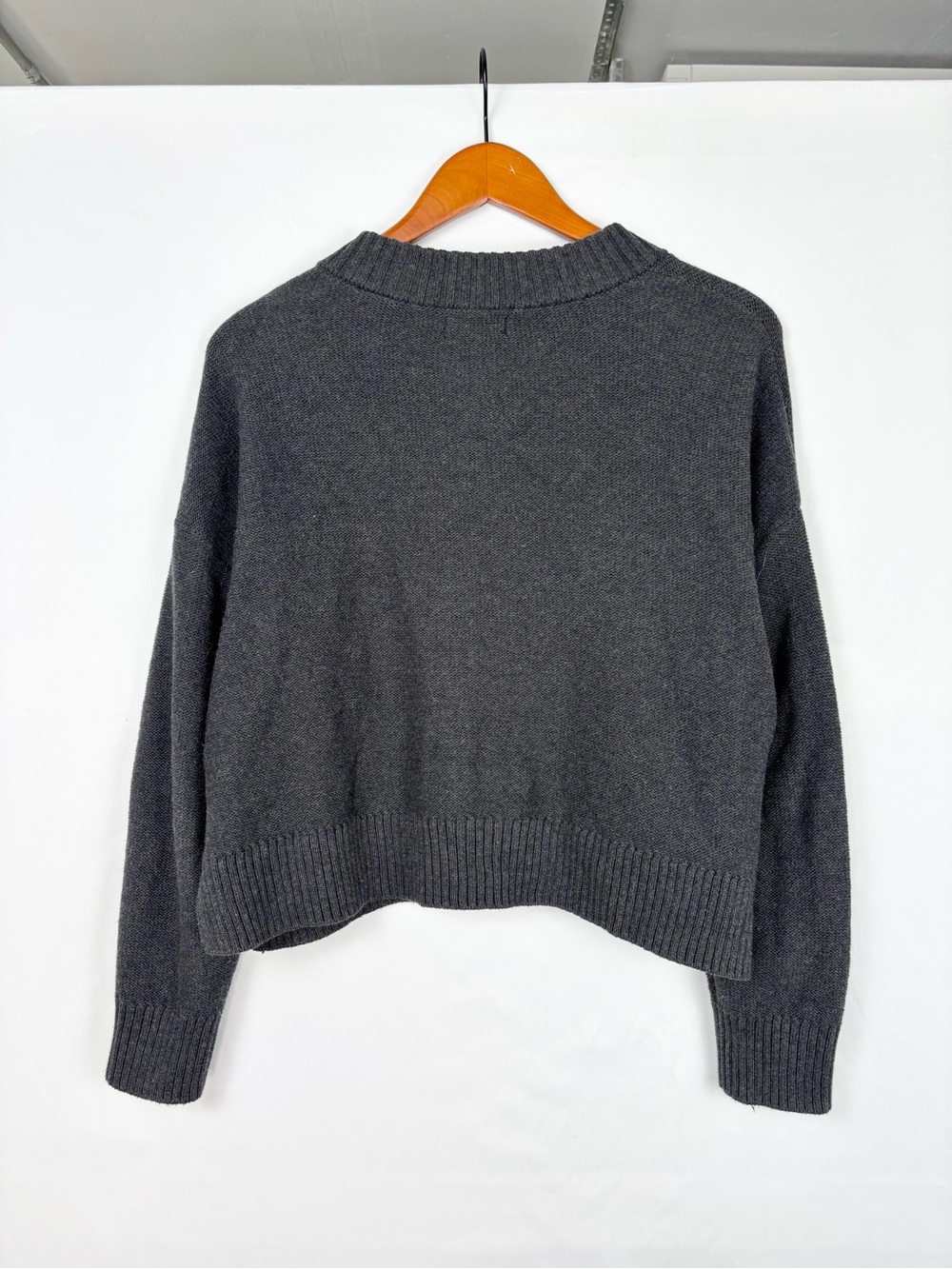 Quince 100% Organic Cotton Cropped Cardigan Charcoal Gray Size M Women - Picture 4 of 8